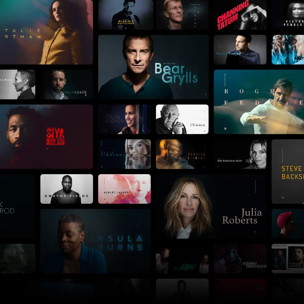A collage of high-profile guest speakers and contributors featured in BecomingX programmes.