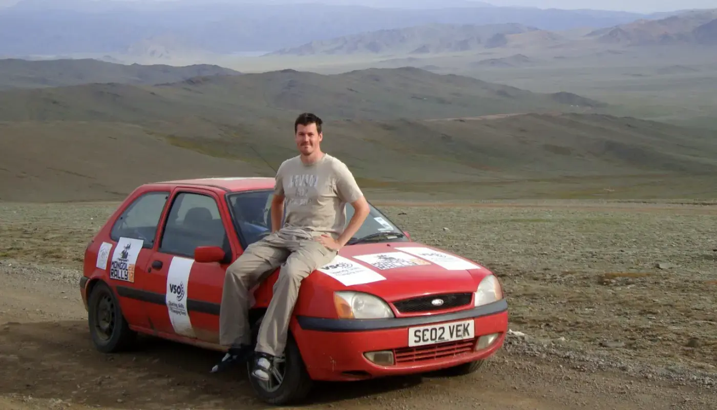 Paul Gurney and 'Ghenghis Car', somewhere in Mongolia